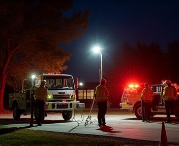 Emergency evening response to burst pipe, restoring water before school opening next morning.
