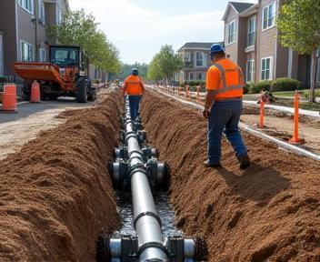 Installed new sewer and storm lines for a 60-unit apartment complex — delivered with zero safety incidents.