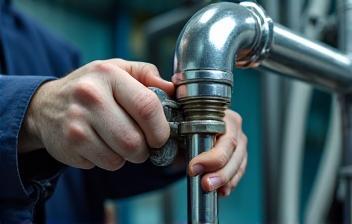 Pipe repair work being completed in a commercial facility